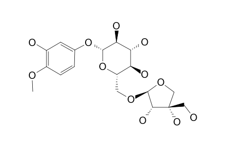 3-HYDROXY-4-METHOXYPHENOL-1-O-BETA-D-APIOFURANOSYL-(1''->6')-O-BETA-D-GLUCOPYRANOSIDE