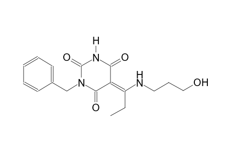 (5E)-1-benzyl-5-{1-[(3-hydroxypropyl)amino]propylidene}-2,4,6(1H,3H,5H)-pyrimidinetrione