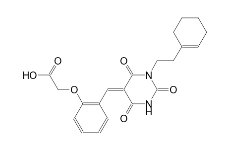 {2-[(E)-(1-[2-(1-cyclohexen-1-yl)ethyl]-2,4,6-trioxotetrahydro-5(2H)-pyrimidinylidene)methyl]phenoxy}acetic acid