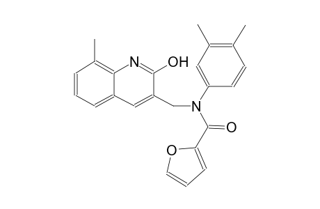 N-(3,4-dimethylphenyl)-N-[(2-hydroxy-8-methyl-3-quinolinyl)methyl]-2-furamide