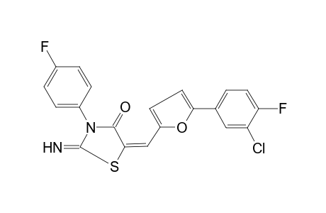 (5E)-2-azanylidene-5-[[5-(3-chloranyl-4-fluoranyl-phenyl)furan-2-yl]methylidene]-3-(4-fluorophenyl)-1,3-thiazolidin-4-one