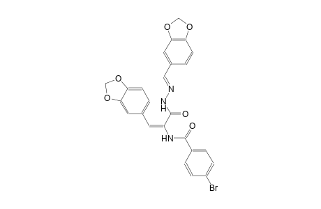 N-((E)-2-(1,3-benzodioxol-5-yl)-1-{[(2E)-2-(1,3-benzodioxol-5-ylmethylene)hydrazino]carbonyl}ethenyl)-4-bromobenzamide