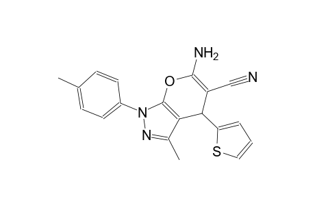 pyrano[2,3-c]pyrazole-5-carbonitrile, 6-amino-1,4-dihydro-3-methyl-1-(4-methylphenyl)-4-(2-thienyl)-
