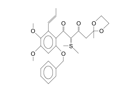 6'-Benzyloxy-3-oxo-3',4'-dimethoxy-2-dimethylthioxo-4-(2-methyl-1,3-dioxolan-2-yl)-2'-(1-propenyl)-butyrophenone