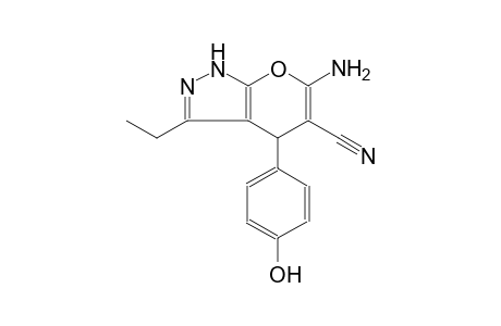 pyrano[2,3-c]pyrazole-5-carbonitrile, 6-amino-3-ethyl-1,4-dihydro-4-(4-hydroxyphenyl)-