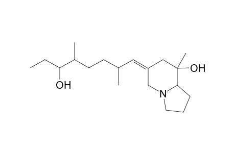 (6Z)-6-(2,5-dimethyl-6-oxidanyl-octylidene)-8-methyl-1,2,3,5,7,8a-hexahydroindolizin-8-ol