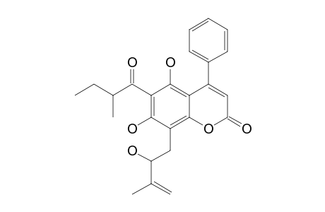 DISPARINOL-B;5,7-DIHYDROXY-8-(2'''-HYDROXY-3'''-METHYLBUT-3'''-ENYL)-6-(2''-METHYL-1''-OXOBUTYL)-4-PHENYL-2H-BENZOPYRAN-2-ONE