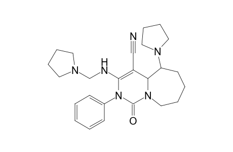 1-Oxo-2-phenyl-5-(pyrrolidin-1-yl)-3-[(1-pyrrolidinylmethyl)-amino]-1,2,4a,5,6,7,8,9-octahydropyrimido[1,6-a]azepine-4-carbonitrile