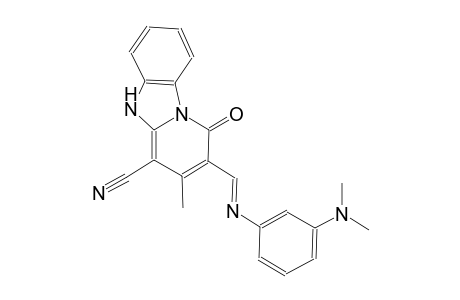 2-((E)-{[3-(dimethylamino)phenyl]imino}methyl)-3-methyl-1-oxo-1,5-dihydropyrido[1,2-a]benzimidazole-4-carbonitrile