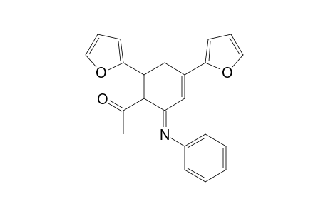 Ethanone, 1-[4,6-di(furan-2-yl)-2-phenyliminocyclohex-3-enyl]-