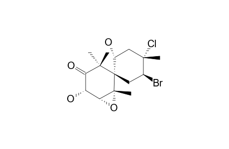 LAURECOMIN-D;2-BROMO-3-CHLORO-7-ALPHA,8-ALPHA-EPOXY-5,9-DIHYDROXY-CHAMIGRAN-10-ONE