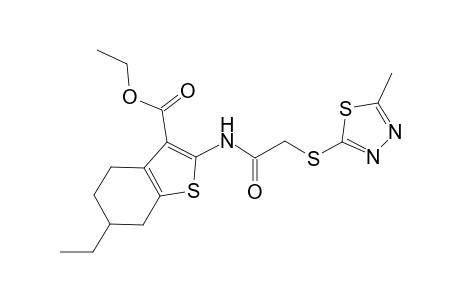 6-Ethyl-2-[[2-[(5-methyl-1,3,4-thiadiazol-2-yl)thio]-1-oxoethyl]amino]-4,5,6,7-tetrahydro-1-benzothiophene-3-carboxylic acid ethyl ester