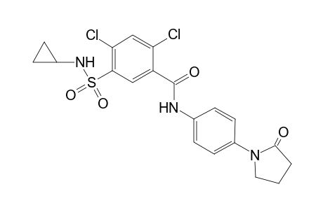 2,4-bis(chloranyl)-5-(cyclopropylsulfamoyl)-N-[4-(2-oxidanylidenepyrrolidin-1-yl)phenyl]benzamide