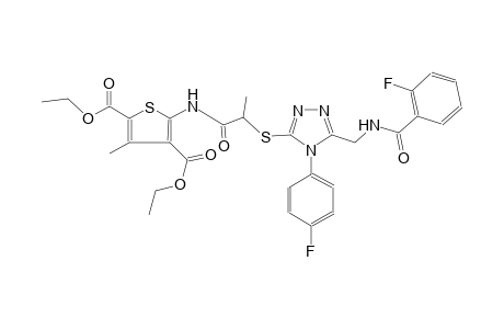 2,4-thiophenedicarboxylic acid, 5-[[2-[[5-[[(2-fluorobenzoyl)amino]methyl]-4-(4-fluorophenyl)-4H-1,2,4-triazol-3-yl]thio]-1-oxopropyl]amino]-3-methyl-, diethyl ester