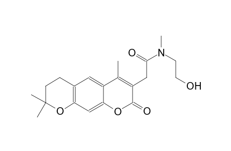 N-(2-hydroxyethyl)-N-methyl-2-(4,8,8-trimethyl-2-oxo-2,6,7,8-tetrahydropyrano[3,2-g]chromen-3-yl)acetamide
