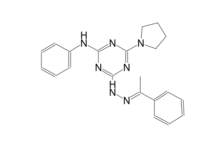 ethanone, 1-phenyl-, [4-(phenylamino)-6-(1-pyrrolidinyl)-1,3,5-triazin-2-yl]hydrazone, (1E)-