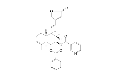 SCUTEBARBATINE-Y;6-ALPHA-BENZOYLOXY-7-BETA-NICOTINOYLOXY-8-BETA-HYDROXY-3,11(E),13-NEO-CLERODADIEN-15,16-OLIDE