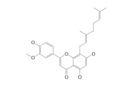 CANNFLAVIN-C;8-GERANYL-5,7,4'-TRIHYDROXY-3'-METHOXYFLAVONE