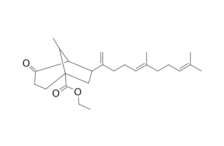 BICYCLO[3.2.1]OCTAN-4-ON-1-CARBOXYLIC ACID, 6-(6,10-DIMETHYL-1,5,9-UNDECATRIEN-2-YL)-8-METHYL-, ETHYL ESTER