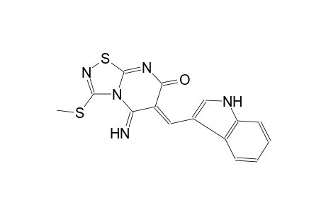 (6Z)-5-imino-6-(1H-indol-3-ylmethylene)-3-(methylsulfanyl)-5,6-dihydro-7H-[1,2,4]thiadiazolo[4,5-a]pyrimidin-7-one