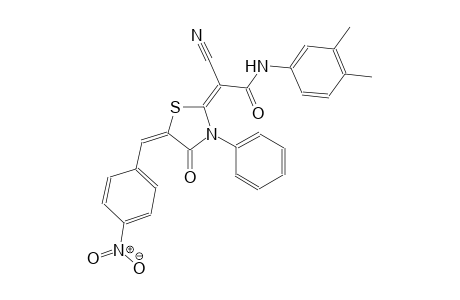 (2E)-2-cyano-N-(3,4-dimethylphenyl)-2-[(5E)-5-(4-nitrobenzylidene)-4-oxo-3-phenyl-1,3-thiazolidin-2-ylidene]ethanamide