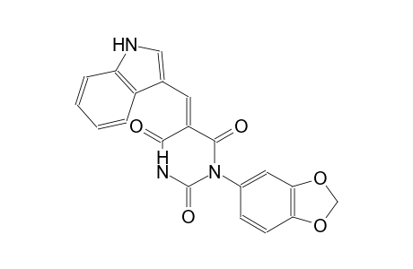 (5E)-1-(1,3-benzodioxol-5-yl)-5-(1H-indol-3-ylmethylene)-2,4,6(1H,3H,5H)-pyrimidinetrione