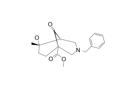 METHYL_3-BENZYL-6-HYDROXY-6-METHYL-9-OXO-3-AZABICYCLO-[3.3.1]-NONANE-1-CARBOXYLATE;MINOR_ISOMER