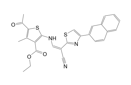 ethyl 5-acetyl-2-({(Z)-2-cyano-2-[4-(2-naphthyl)-1,3-thiazol-2-yl]ethenyl}amino)-4-methyl-3-thiophenecarboxylate