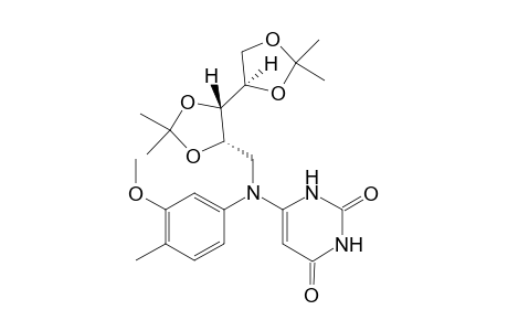 6-{2,3: 4,5-bis[O-(1'-Methylethylidene)-1-deoxy-D-ribit-1-yl]-(3"'-methoxy-4'"-methylphenyl)amino]-1H,3H-pyrimidin-2,4-dione