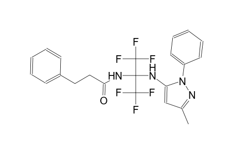 3-phenyl-N-[2,2,2-trifluoro-1-[(3-methyl-1-phenyl-1H-pyrazol-5-yl)amino]-1-(trifluoromethyl)ethyl]propanamide