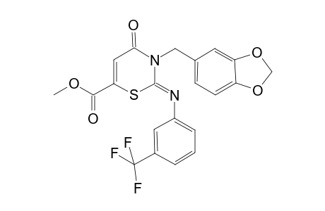 2H-1,3-Thiazine-6-carboxylic acid, 3-(1,3-benzodioxol-5-ylmethyl)-3,4-dihydro-4-oxo-2-[[3-(trifluoromethyl)phenyl]imino]-, methyl ester