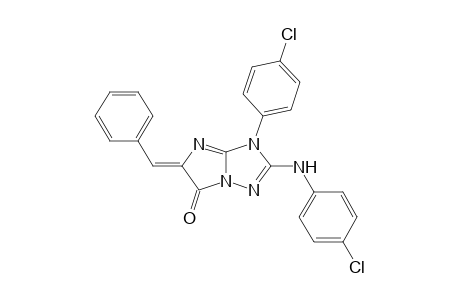 (5Z)-2-(4-chloroanilino)-3-(4-chlorophenyl)-5-(phenylmethylene)-6-imidazo[1,2-b][1,2,4]triazolone