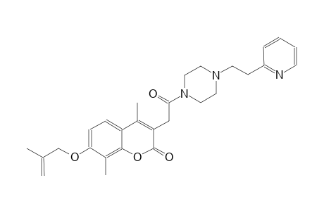 2H-1-benzopyran-2-one, 4,8-dimethyl-7-[(2-methyl-2-propenyl)oxy]-3-[2-oxo-2-[4-[2-(2-pyridinyl)ethyl]-1-piperazinyl]ethyl]-