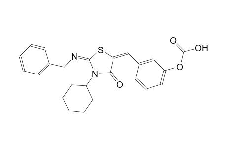 3-[(E)-((2E)-3-cyclohexyl-4-oxo-2-{[(E)-phenylmethyl]imino}-1,3-thiazolidin-5-ylidene)methyl]phenyl hydrogen carbonate