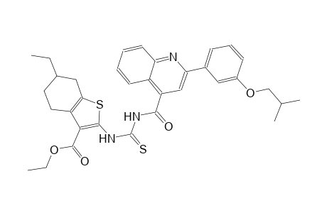 ethyl 6-ethyl-2-{[({[2-(3-isobutoxyphenyl)-4-quinolinyl]carbonyl}amino)carbothioyl]amino}-4,5,6,7-tetrahydro-1-benzothiophene-3-carboxylate