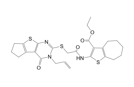 4H-cyclohepta[b]thiophene-3-carboxylic acid, 5,6,7,8-tetrahydro-2-[[[[3,5,6,7-tetrahydro-4-oxo-3-(2-propenyl)-4H-cyclopenta[4,5]thieno[2,3-d]pyrimidin-2-yl]thio]acetyl]amino]-, ethyl ester