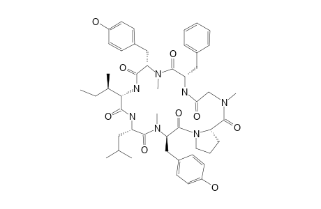 CORDYHEPTAPEPTIDE_E;C2C-(1)-L-PHE-N-ME-GLY--L-PRO-N-ME-D-TYR-(2)-L-LEU-L-ALLO-ILE-)