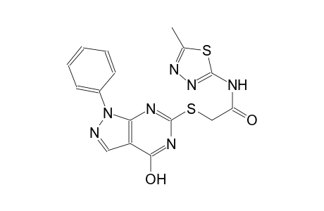 2-[(4-hydroxy-1-phenyl-1H-pyrazolo[3,4-d]pyrimidin-6-yl)sulfanyl]-N-(5-methyl-1,3,4-thiadiazol-2-yl)acetamide