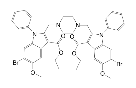 1H-indole-3-carboxylic acid, 6-bromo-2-[[4-[[6-bromo-3-(ethoxycarbonyl)-5-methoxy-1-phenyl-1H-indol-2-yl]methyl]-1-piperazinyl]methyl]-