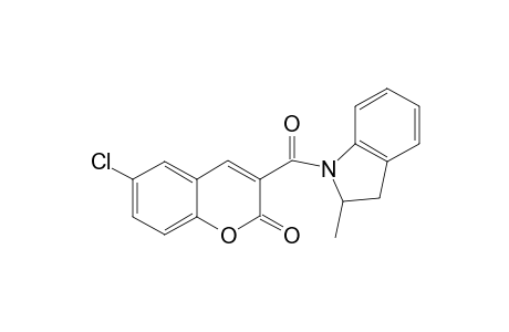2H-1-Benzopyran-2-one, 6-chloro-3-[(2,3-dihydro-2-methyl-1H-indol-1-yl)carbonyl]-