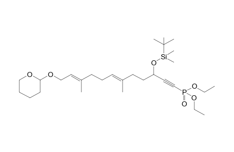 Diethyl {(RS,E,E)-3-{[(tert-Butyl)dimethylsilyl]oxy)-6,10-dimethyl-l2-{[(RS)-tetrahydro-2H-pyran-2-yl]oxy}dodeca-6,10-dien-1-ynyl} Phosphonate