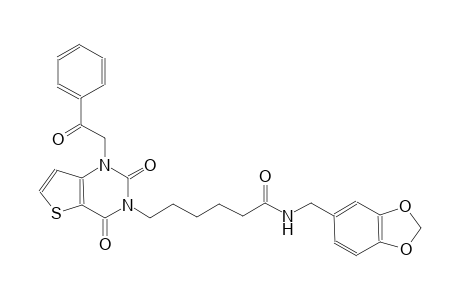 N-(1,3-benzodioxol-5-ylmethyl)-6-(2,4-dioxo-1-(2-oxo-2-phenylethyl)-1,4-dihydrothieno[3,2-d]pyrimidin-3(2H)-yl)hexanamide