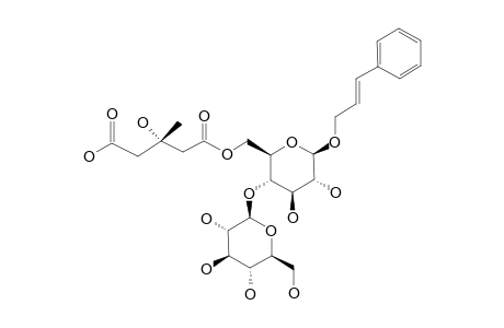 PIPERCHABAOSIDE-B;TRANS-CINNAMYL-ALCOHOL-O-BETA-D-GLUCOPYRANOSYL-(1->4)-6-O-(S)-3-HYDROXY-3-METHYLGLUTAROYL-BETA-D-GLUCOPYRANOSIDE