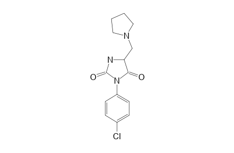 3-(4-CHLOROPHENYL)-5-(PYRROLIDIN-1-YLMETHYL)-IMIDAZOLIDINE-2,4-DIONE