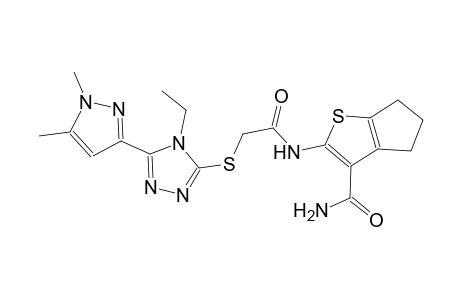 2-[({[5-(1,5-dimethyl-1H-pyrazol-3-yl)-4-ethyl-4H-1,2,4-triazol-3-yl]sulfanyl}acetyl)amino]-5,6-dihydro-4H-cyclopenta[b]thiophene-3-carboxamide