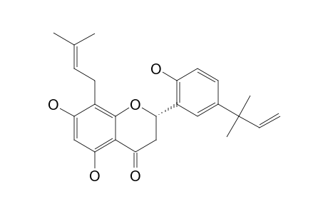 (-)-(2S)-5,7,2'-Trihydroxy-5'-(1''',1'''-dimethylallyl)-8-prenylflava-none