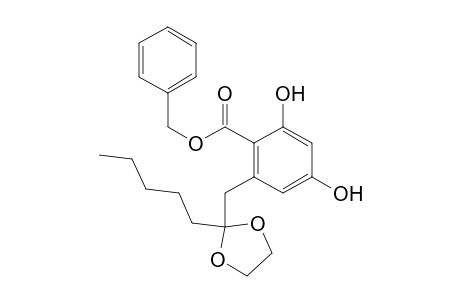 Benzoic acid, 2,4-dihydroxy-6-[(2-pentyl-1,3-dioxolan-2-yl)methyl]-, phenylmethyl ester