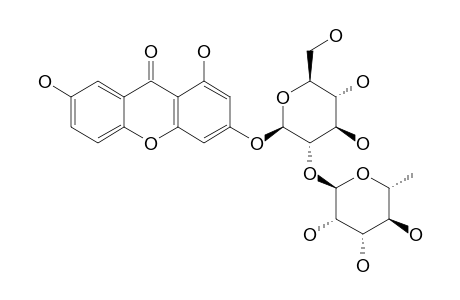 POLYGALAXANTHONE_IX;3-O-[ALPHA-L-RHAMNOPYRANOSYL-(1->2)-BETA-D-GLUCOPYRANOSYL]-1,7-DIHYDROXYXANTHONE