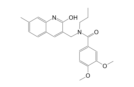 N-[(2-hydroxy-7-methyl-3-quinolinyl)methyl]-3,4-dimethoxy-N-propylbenzamide