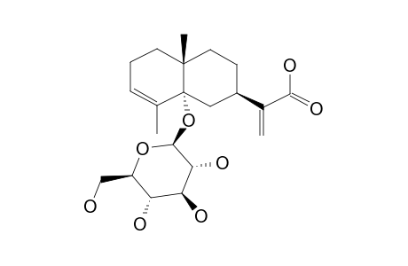 ALATOSIDE-D;5-ALPHA-O-(BETA-D-GLUCOPYRANOSYLOXY)-EUDESMA-3,11(13)-DIEN-12-OIC-ACID